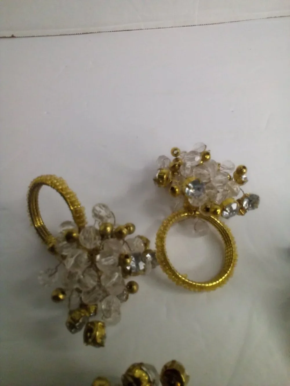 Pier 1 Napkin Rings Lot of 4 Gold Beaded Jeweled 2